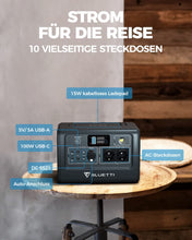 Laden Sie das Bild in den Galerie-Viewer, BLUETTI Tragbare Powerstation EB70, 716Wh LiFePO4 Batterie-Backup mit 2 1000W AC Ausgängen (1400W Peak), 100W Typ-C, Solargenerator für Autoreisen, Netzunabhängig, Stromausfälle (Solarpanel Optional)