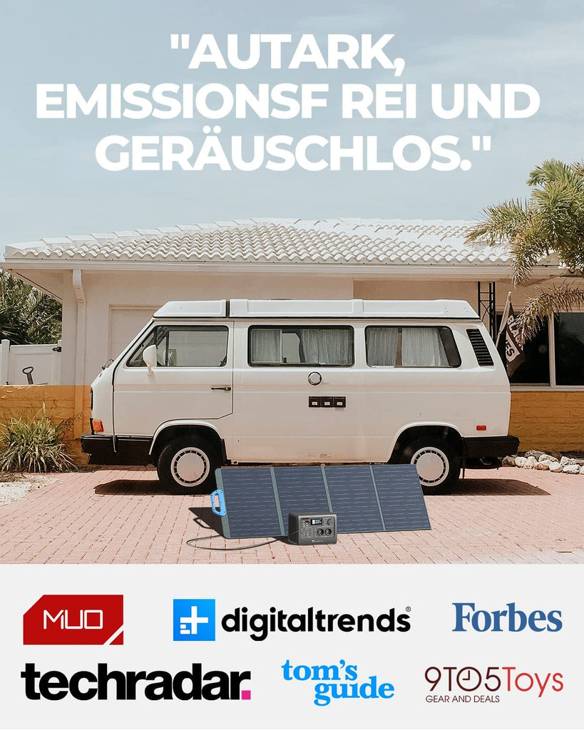 BLUETTI EB70 Tragbares Kraftwerk mit 200W Solarpanel, 716Wh/1000W Solargenerator LiFePO4 Batterie-Backup mit 2 230V AC Steckdosen, 2 100W USB-C, Stromgenerator für Outdoor Camping Home RV Vanlife