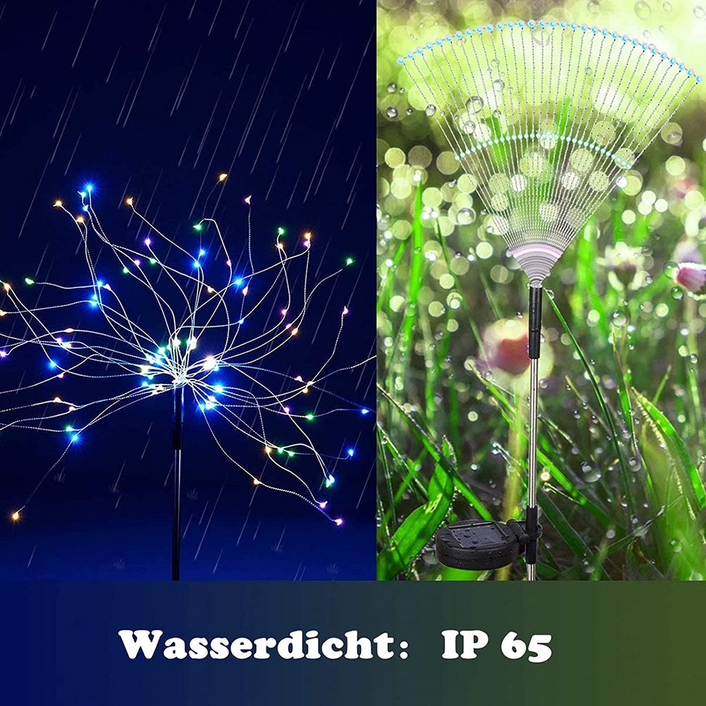 Solarlampen für Außen Garten,2/4 Pack 120 Led Feuerwerk Licht,Garten Solarleuchten Wetterfest mit Stetiger und blinkender Modus,Solarleuchten für Außen,Terrasse, Bürgersteig,Gartendeko