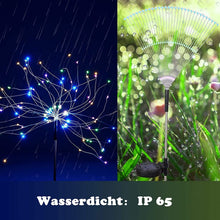 Laden Sie das Bild in den Galerie-Viewer, Solarlampen für Außen Garten,2/4 Pack 120 Led Feuerwerk Licht,Garten Solarleuchten Wetterfest mit Stetiger und blinkender Modus,Solarleuchten für Außen,Terrasse, Bürgersteig,Gartendeko