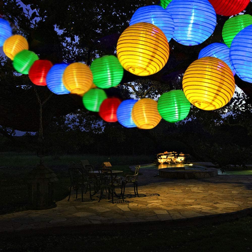 Solar Lichterkette Lampion Außen 3.5/5/6.5/7 Meter 10/20/30/50 LED Laternen 8 Modi  Wasserdicht Solar Beleuchtung für Garten, Hof, Hochzeit, Fest Deko