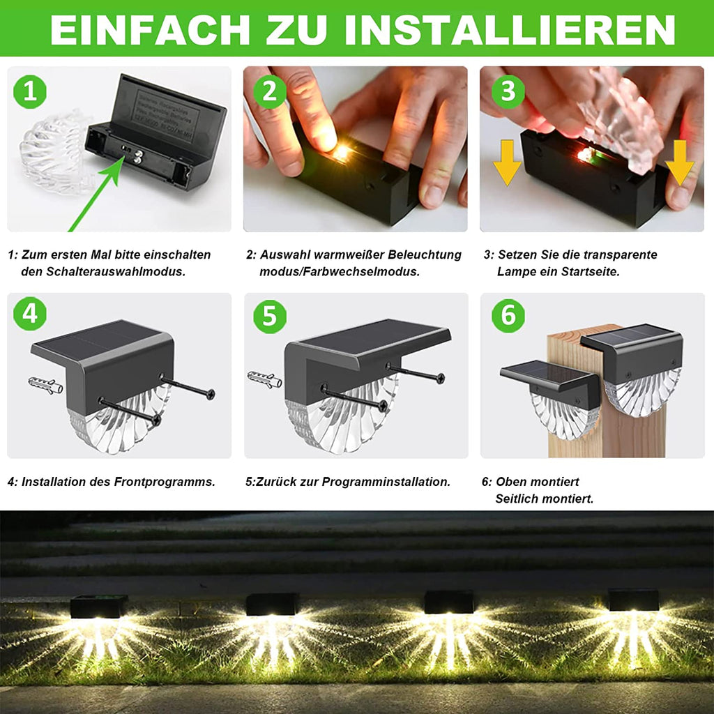 Solarlampen für Außen Garten, 4/6 Stück Wegbeleuchtung LED Solar 2 Modi LED Warmweiß/Farbwechselnde Beleuchtung ,Wasserdichte Solar Lampe für die Garten Dekoration,Treppe,Gartenwege