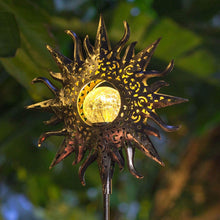 Laden Sie das Bild in den Galerie-Viewer, Solarlampe für Außen,  Metall Sonne-Form Solarleuchten LED Stake Dekorative Gartenfahlständer Solarleuchten im Freien Gartendeko für Terrasse, Weg, Hof, Rasen