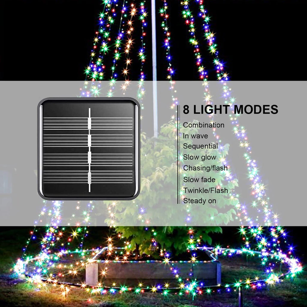 Solar Lichterkette Aussen Kupferdraht,1/2/3/4 pcs 4 Farben 12/22/32M 100/200/300LED Solar Lichterketten IP64 Wasserdicht, 8 Modi  für Garten, Bäume, Terrasse, Weihnachten, Hochzeiten, Partys