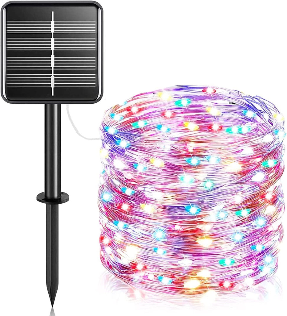 Solar Lichterkette Aussen Kupferdraht,1/2/3/4 pcs 4 Farben 12/22/32M 100/200/300LED Solar Lichterketten IP64 Wasserdicht, 8 Modi  für Garten, Bäume, Terrasse, Weihnachten, Hochzeiten, Partys