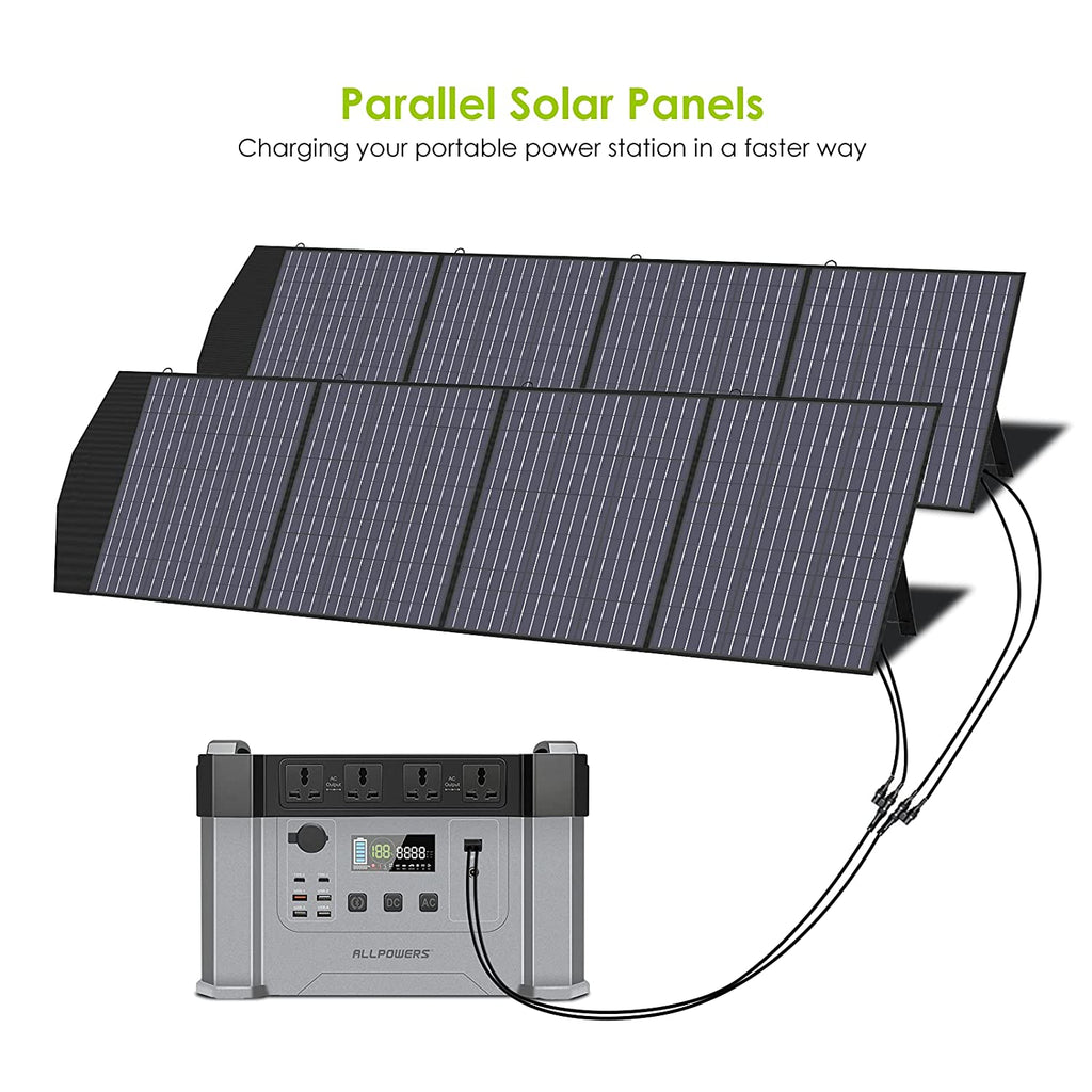 ALLPOWERS Faltbares Solarpanel 200W Solarmodul Solarladegerät Speziell US Solarzelle mit MC-4 Ausgang für Tragbare Powerstation Solargenerator Camping Wohnmobil Caravan Gartenhäuse Reise Boot Laptop