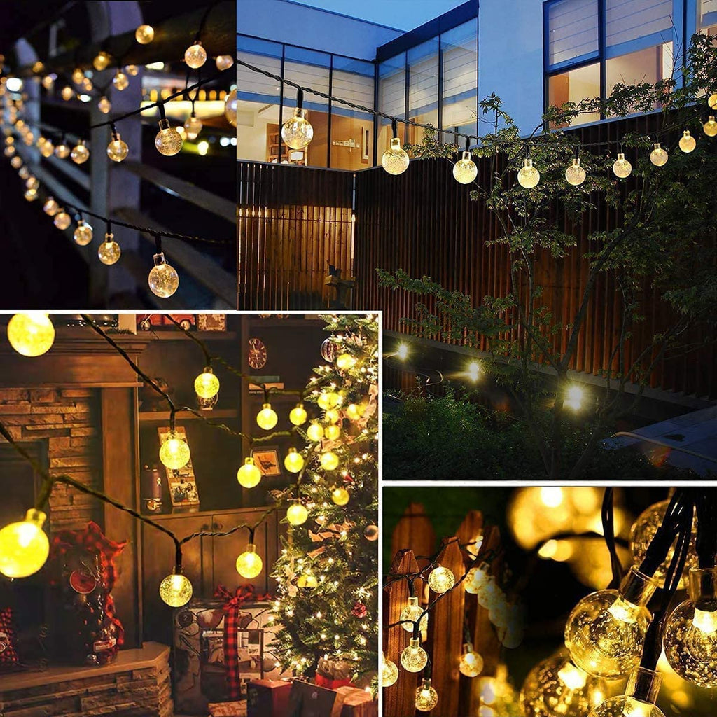 Solar Lichterkette Außen & Innen,20/30/50/60/100/200/300 LED Kristallkugeln Wasserdicht Outdoor Lichterkette Solar,8 Modi Solar Weihnachten Lichterkette für Garten, Balkons,Weihnachten,Hochzeiten, Camping