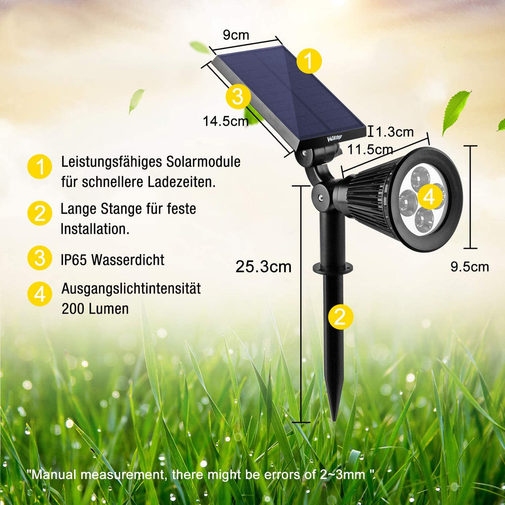 2/4/6 LED Solar Strahler Solarleuchte Landscape 3th Version Superhelle Spotlight Solarbetriebene; Wasserdicht für die Hinterhöfe, Gärten, Rasen usw [Energieklasse A+]