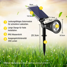 Laden Sie das Bild in den Galerie-Viewer, 2/4/6 LED Solar Strahler Solarleuchte Landscape 3th Version Superhelle Spotlight Solarbetriebene; Wasserdicht für die Hinterhöfe, Gärten, Rasen usw [Energieklasse A+]