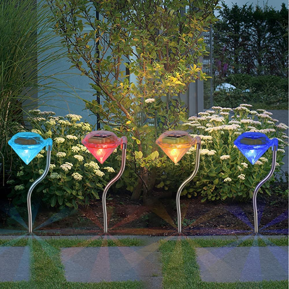 Solarlampen für Außen Garten , 4/8 x Solar Diamant Gartenleuchten Außen Solarleuchten Wasserdicht für Balkon,Balkonkasten,Blumenkästen und Terrasse Dekoration