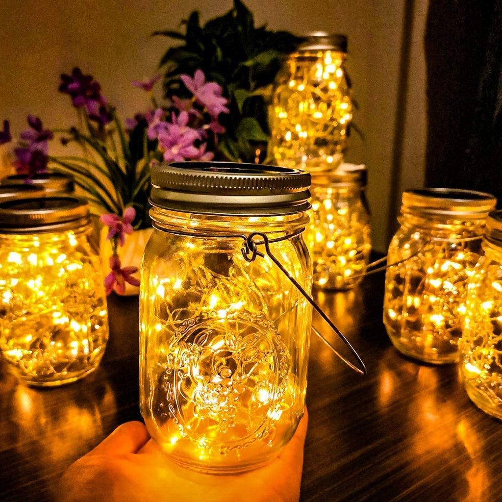 4/6/8 Stück 2Farben Solarlampen für Außen, 30Leds Lichterkette im Einmachglas Warmeweiße Laterne, Mason Jar Lampions Balkon Tischleuchte Dekoration Aussen, Wasserdichte Hängeleuchte für Garten Party Hochzeit