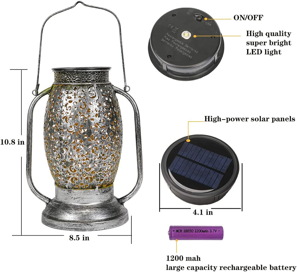 Solar-Laternen für den Außenbereich, zum Aufhängen, wasserdicht, für Garten, Terrasse und Weg, Rasendekoration (Silber)