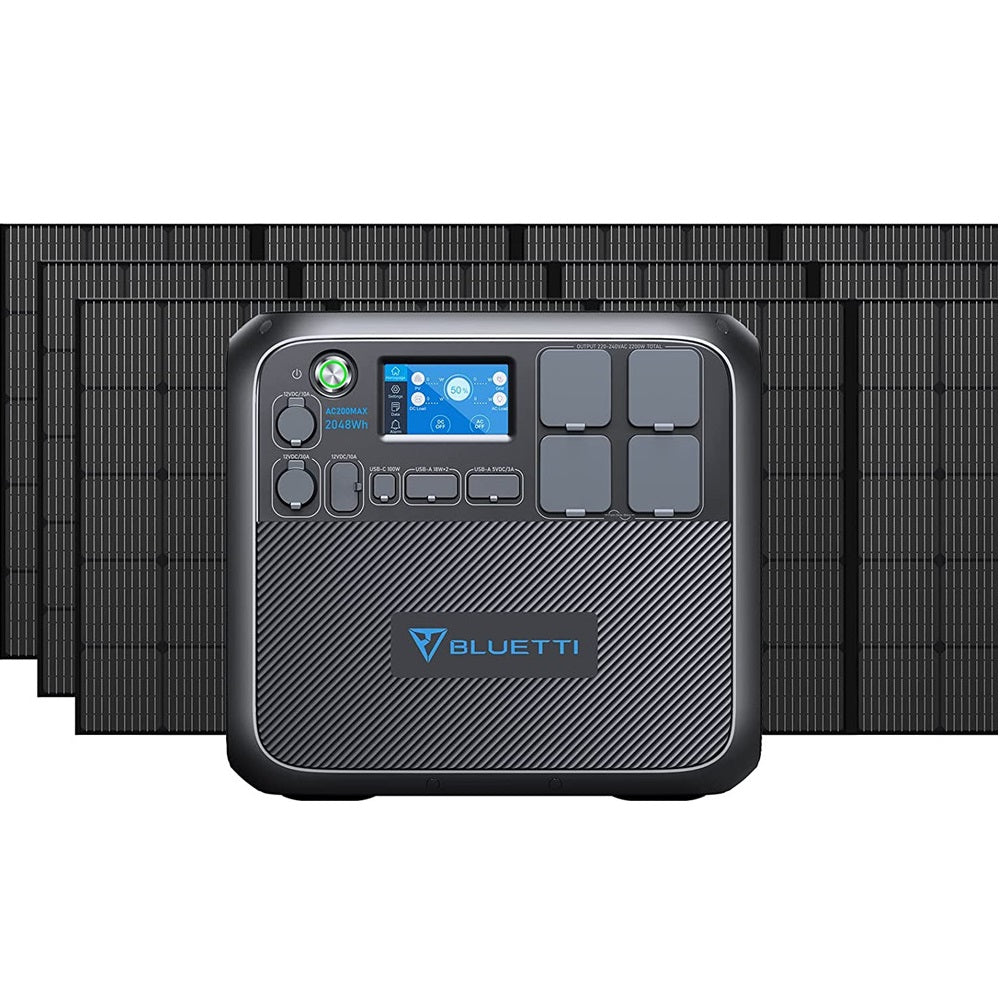 BLUETTI Solargenerator AC200MAX mit 1/2/3 x PV350 Solarpanel, 2048Wh/2200W LiFePO4 Tragbare Powerstation Stromaggregat, 350W Solarmodule für Notstromversorgung Camping, Wohnwagen, Stromausfall