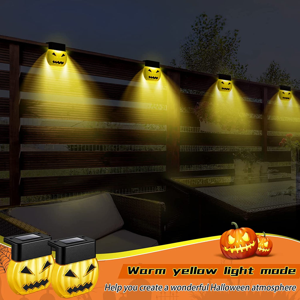 2/3/4/5 pcs Halloween Solar Deckleuchten Kürbis Wegeleuchten Wasserdichte Stufen Terrassenlichter Zaunleuchten Wegbeleuchtung für Outdoor Garten Zäune Treppen Balkongeländer Terrassen Dekorationen