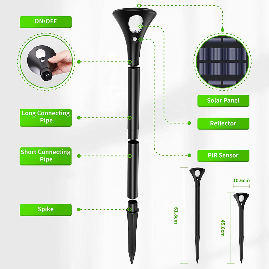 2/4/6 Stück Solar Wegebeleuchten mit Bewegungsmelder Solarlampen für Außen, Gartenleuchte 2 Modi Solarleuchten  Wegeleuchte IP65 Wasserdichte Auto Ein/Aus Landschaftslichter Aussenlicht für Garten/Patio/Rasen/Pfad [Energieklasse A+]