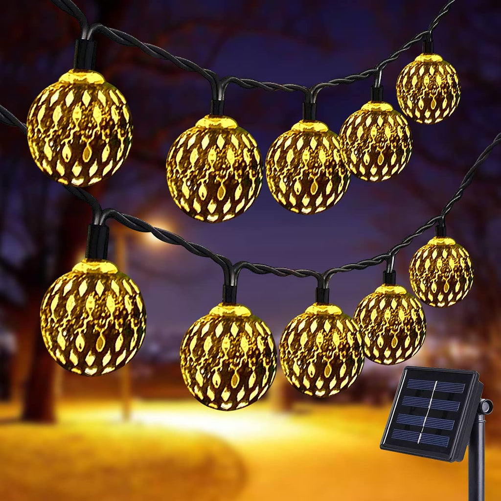 Solar Lampe,LED Solarbetriebenes Lichterketten ,20/30/50 LED Solar Marokkanische Lichterketten Außen，8 Modi Solar Kristall Kugeln für Garten,Bäume,Terrasse,Weihnachten,Hochzeiten,Partys