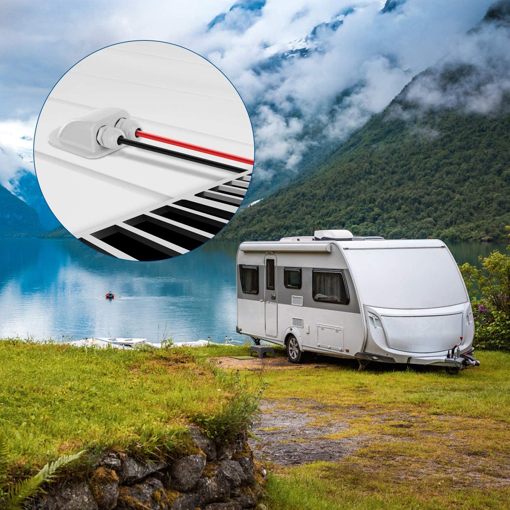 Weiss/Schwarz 1/2 Fach Solar Dachdurchführung 2-Fach für Wohnmobil, Boot und Caravan - wasserdichte Kabeldurchführung für Solaranlage, Sat-Anlage und Klimaanlage