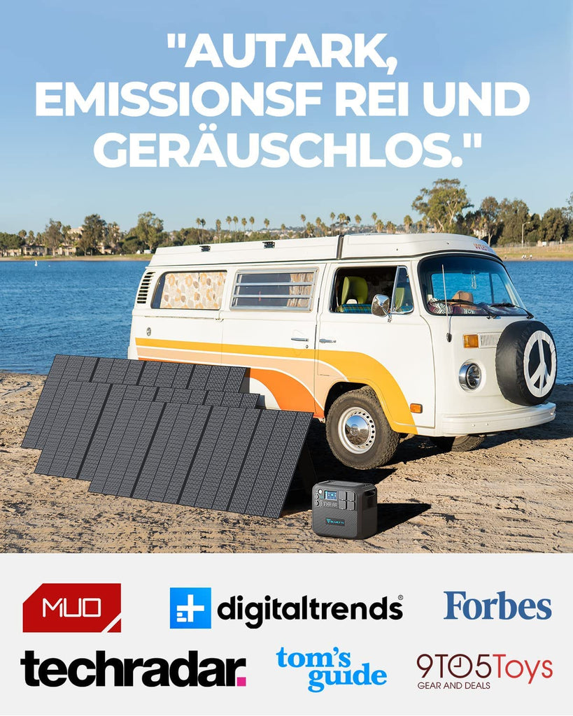 BLUETTI Solargenerator AC200MAX mit 1/2/3 x PV350 Solarpanel, 2048Wh/2200W LiFePO4 Tragbare Powerstation Stromaggregat, 350W Solarmodule für Notstromversorgung Camping, Wohnwagen, Stromausfall