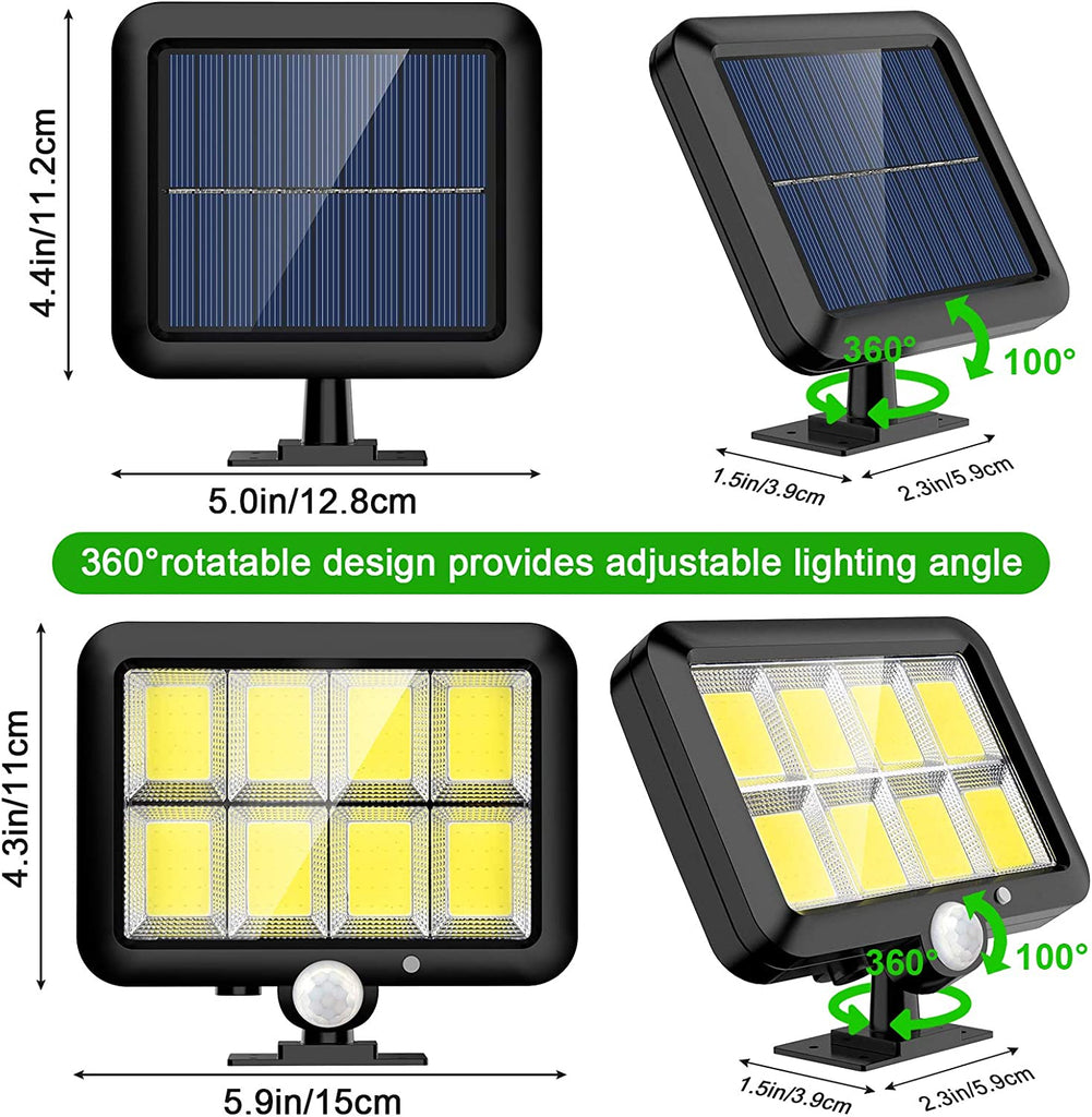 Solarlampen für Außen, 160 COB LED Superhell Solar Aussenleuchte mit Bewegungsmelder, 3 Modi Solar Bewegungsmelder Aussen mit 5M Kabel, IP65 Wasserdichte Solarleuchten für Garten (1 Stück) [Energieklasse A+++]