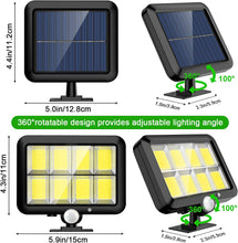 Laden Sie das Bild in den Galerie-Viewer, Solarlampen für Außen, 160 COB LED Superhell Solar Aussenleuchte mit Bewegungsmelder, 3 Modi Solar Bewegungsmelder Aussen mit 5M Kabel, IP65 Wasserdichte Solarleuchten für Garten (1 Stück) [Energieklasse A+++]