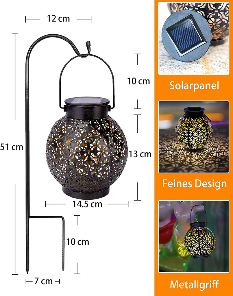 Solarleuchten Garten, Solarlaternen mit Schäferhaken, Wasserdichte LED Solarlampe für Außen Balkon Hof Korridor Weg Weihnachten Deko