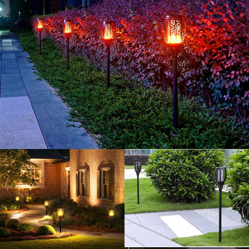 1/2/4 Stück GROßE Solar 96LEDs Garten Flammen Fackeln  Größe 78cm Länge mit  Wabendesign gartenfackeln für außen wasserdicht IP65, Automatische Ein/Aus für Garten, Hof, Balkon, Auffahrt, Weg