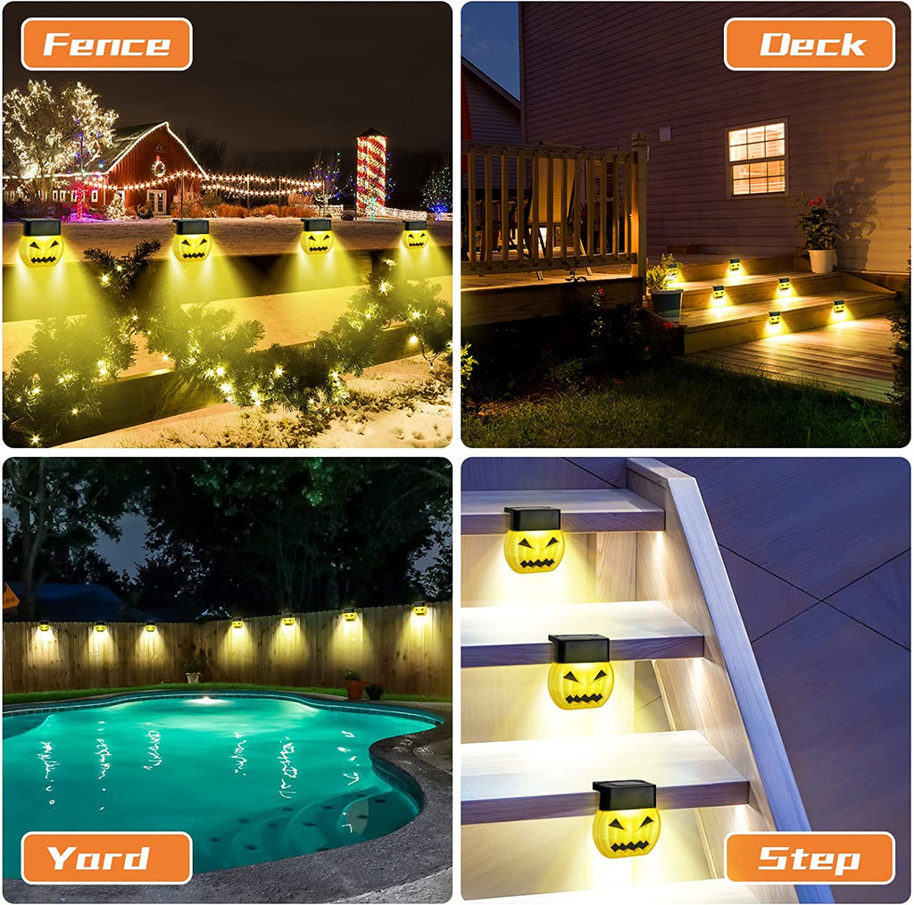 2/3/4/5 pcs Halloween Solar Deckleuchten Kürbis Wegeleuchten Wasserdichte Stufen Terrassenlichter Zaunleuchten Wegbeleuchtung für Outdoor Garten Zäune Treppen Balkongeländer Terrassen Dekorationen