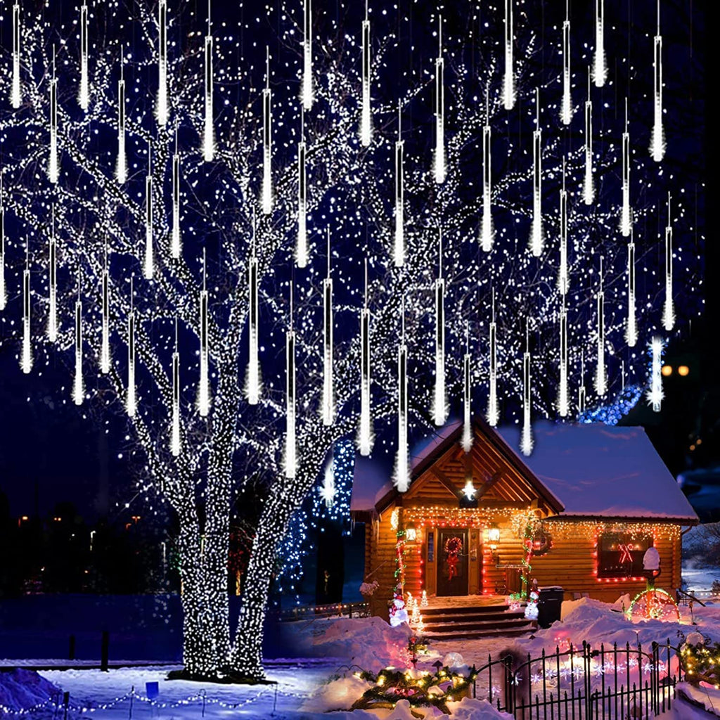 Solarlicht Außen,30CM/50CM/80CM 8 Tubes Meteorschauer Regen Lichter,Solar Weihnachten Lichterkette Wasserdichte 192/288/576LEDs Tropfen Lichter für Hochzeit Party Garten Baum Hause Dekoration Außen