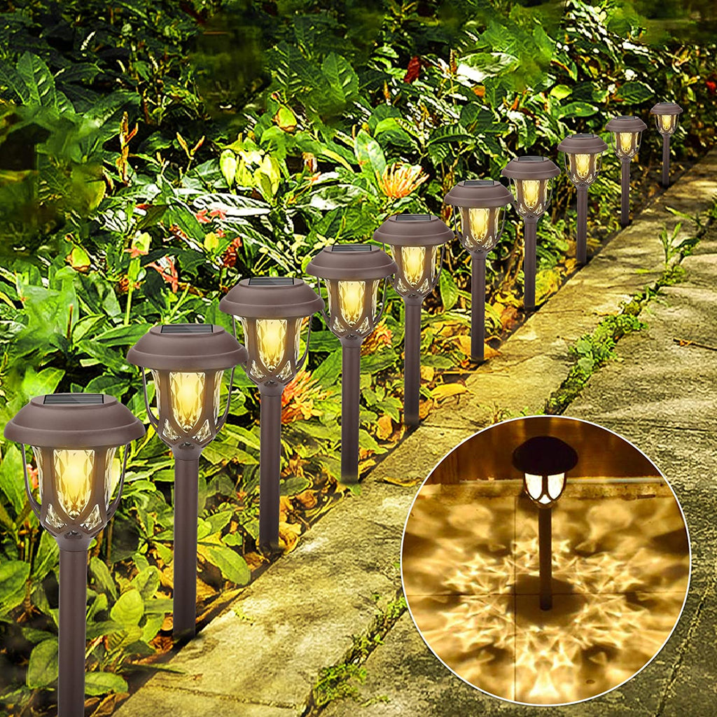 [6/8/10 Stück] Solarlampen für Außen Garten - Solarleuchten Garten Außenleuchte wasserdichte Solar Licht warmweiß Dekoration Licht Solarlampe für Außen Wegbeleuchtung für Außen Villa Rasen