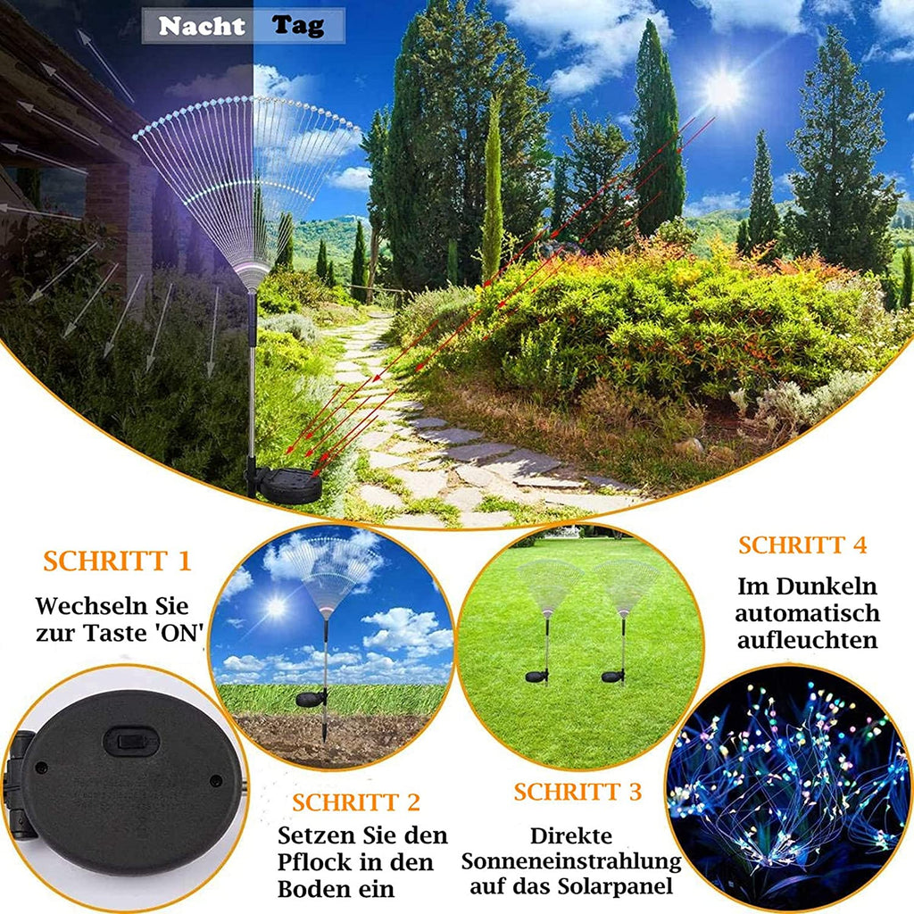 Solarlampen für Außen Garten,2/4 Pack 120 Led Feuerwerk Licht,Garten Solarleuchten Wetterfest mit Stetiger und blinkender Modus,Solarleuchten für Außen,Terrasse, Bürgersteig,Gartendeko