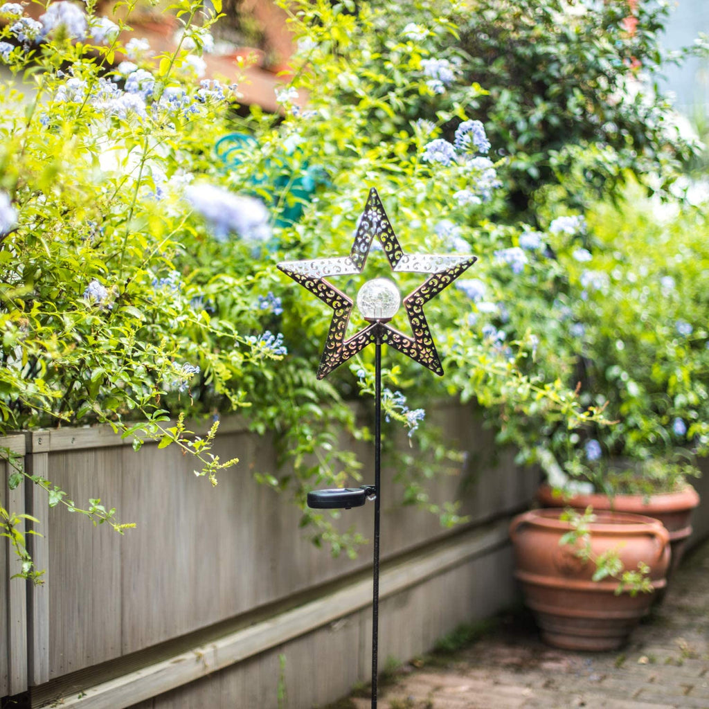 Solarlampe für Außen,  Metall Stern-Form Solarleuchten LED Stake Dekorative Gartenfahlständer Solarleuchten im Freien Gartendeko für Terrasse, Weg, Hof, Rasen