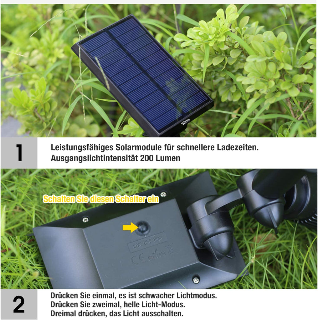 2/4/6 LED Solar Strahler Solarleuchte Landscape 3th Version Superhelle Spotlight Solarbetriebene; Wasserdicht für die Hinterhöfe, Gärten, Rasen usw [Energieklasse A+]