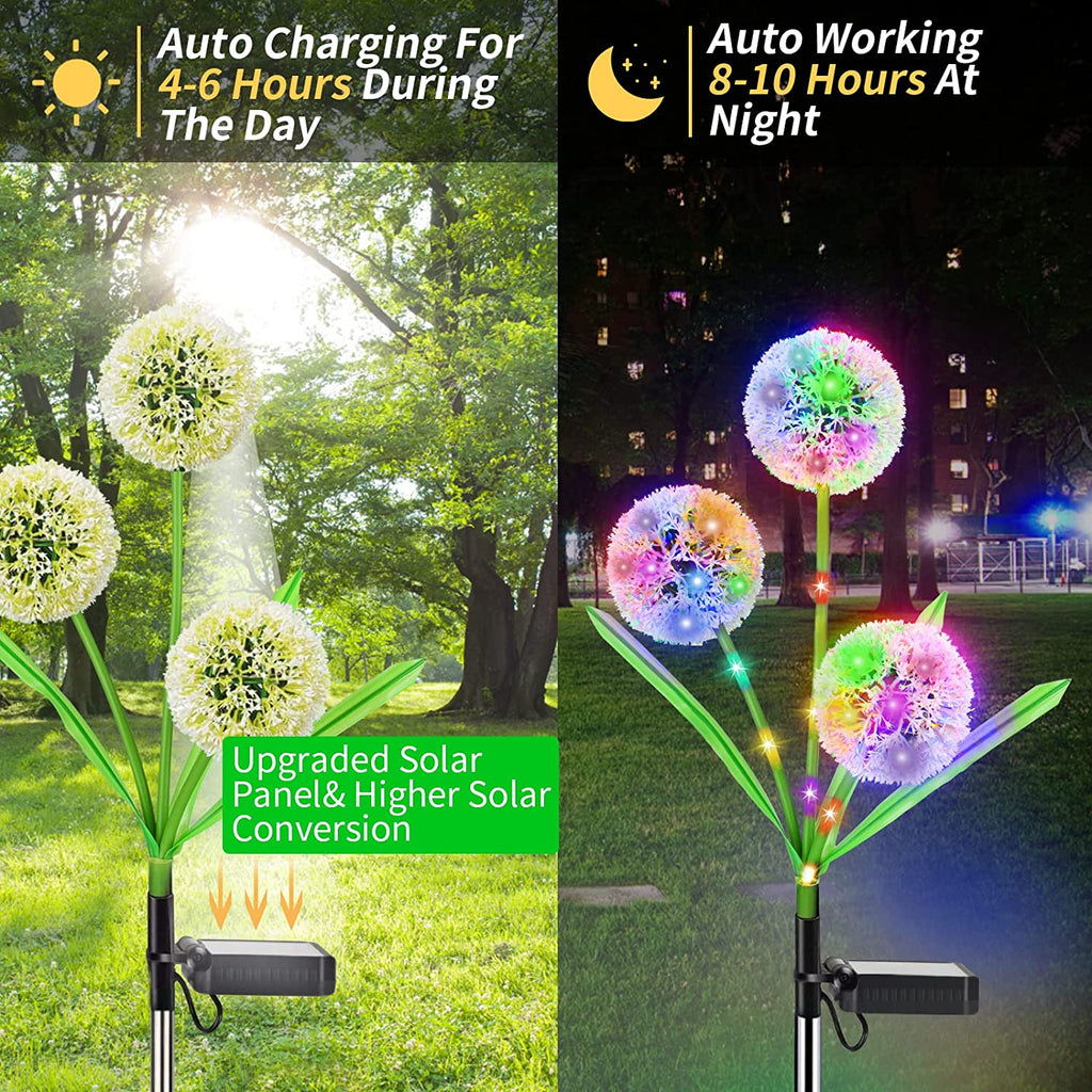 1/2/3 Stück Solarlampen für Außen Garten,  Solarleuchten Garten Deko Löwenzahn mit Farbwechsel LED, IP65 Wasserdicht Solar Blumen Lampe für Outdoor, Rasen, Balkon, Terrasse, Hof