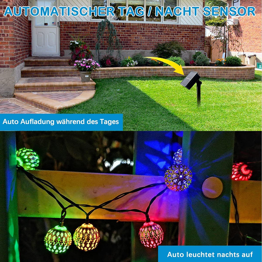 Solar Lampe,LED Solarbetriebenes Lichterketten ,20/30/50 LED Solar Marokkanische Lichterketten Außen，8 Modi Solar Kristall Kugeln für Garten,Bäume,Terrasse,Weihnachten,Hochzeiten,Partys