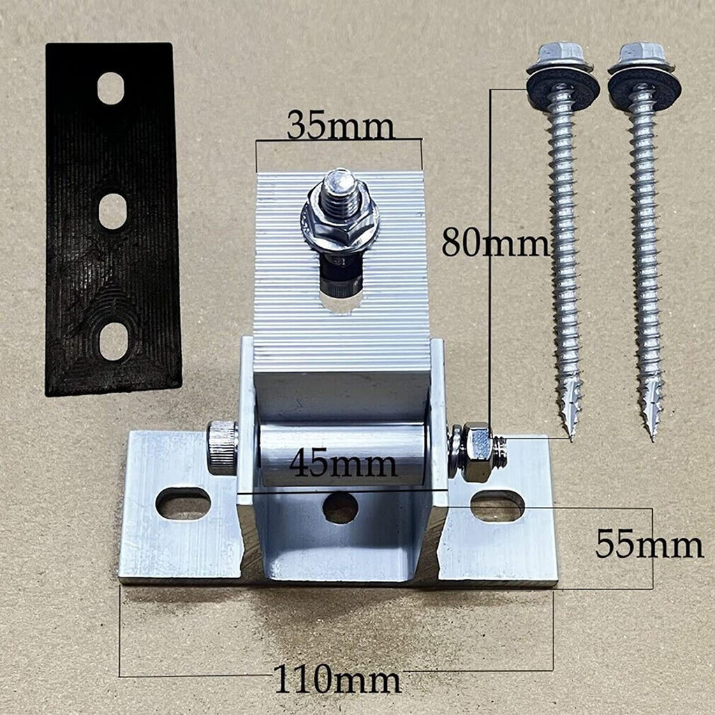 Aitesen Solarmodul Halterung 2/4 Stück Einstellbare Photovoltaikhalterung Solarpanel Aluminiumlegierungshalterung mit Drehbar Winkelhalterung Aluprofil-Zubehör Solar Befestigung Vario Konsole PV Aufständerung