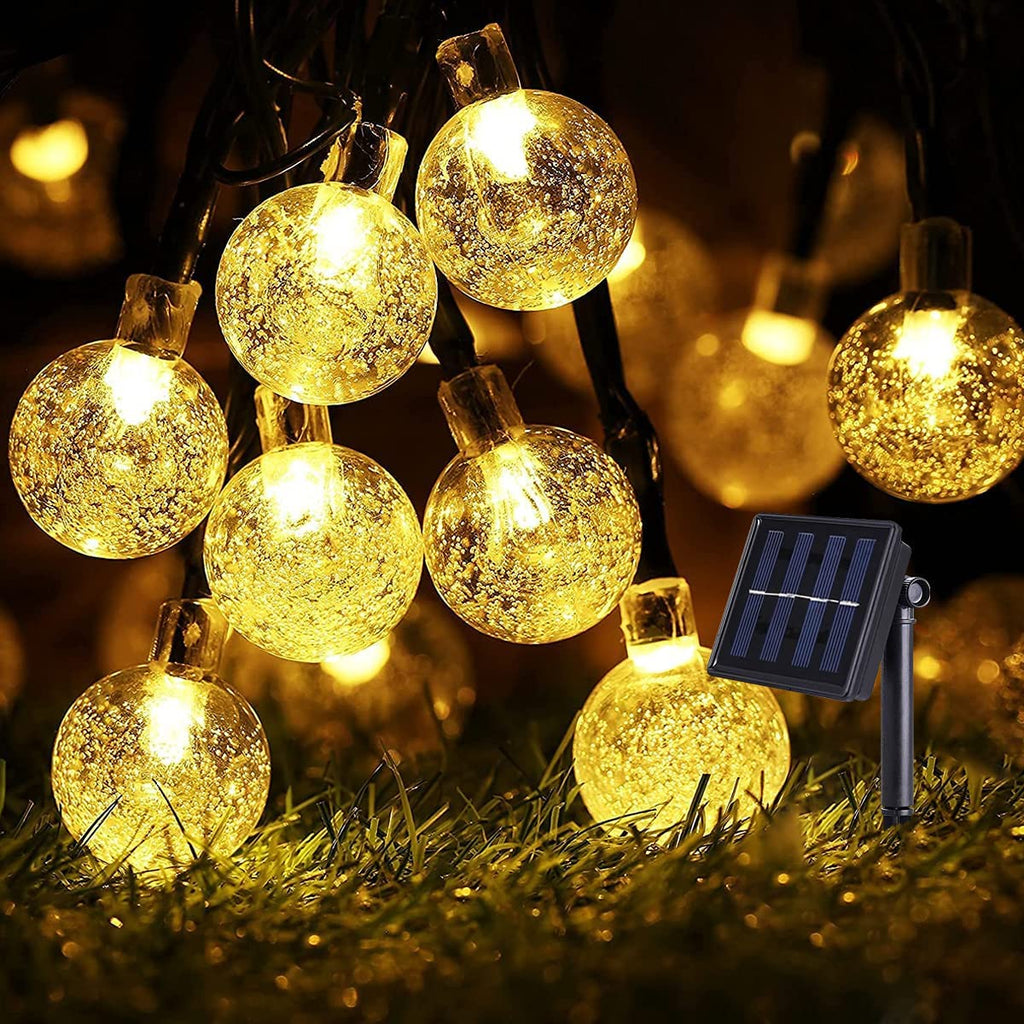 Solar Lichterkette Außen & Innen,20/30/50/60/100/200/300 LED Kristallkugeln Wasserdicht Outdoor Lichterkette Solar,8 Modi Solar Weihnachten Lichterkette für Garten, Balkons,Weihnachten,Hochzeiten, Camping