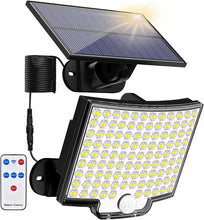 Laden Sie das Bild in den Galerie-Viewer, Solarlampen für Außen, 106 LED Solarleuchte Aussen mit Bewegungsmelder, IP65 Wasserdichte, 120°Beleuchtungswinkel, Solar Wandleuchte für Garten mit 5m Kabel [Energieklasse A++]