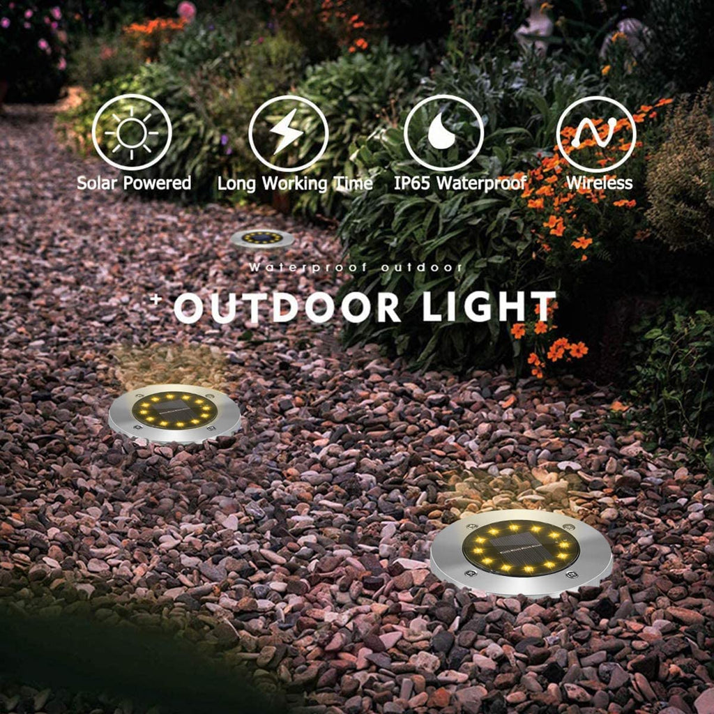 Solar Bodenleuchten 4/6/8 Stück, 12 LEDS Solarlampen für Außen, Gartenleuchte Solar IP65 Wasserdicht Warmweiß Led Gartenleuchten Solar für Rasen/Auffahrt/Gehweg/Patio/Garden Solarleuchte [Energieklasse A+]