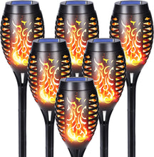 Laden Sie das Bild in den Galerie-Viewer, 1/2/4 Stück GROßE Solar 96LEDs Garten Flammen Fackeln  Größe 78cm Länge mit  Wabendesign gartenfackeln für außen wasserdicht IP65, Automatische Ein/Aus für Garten, Hof, Balkon, Auffahrt, Weg