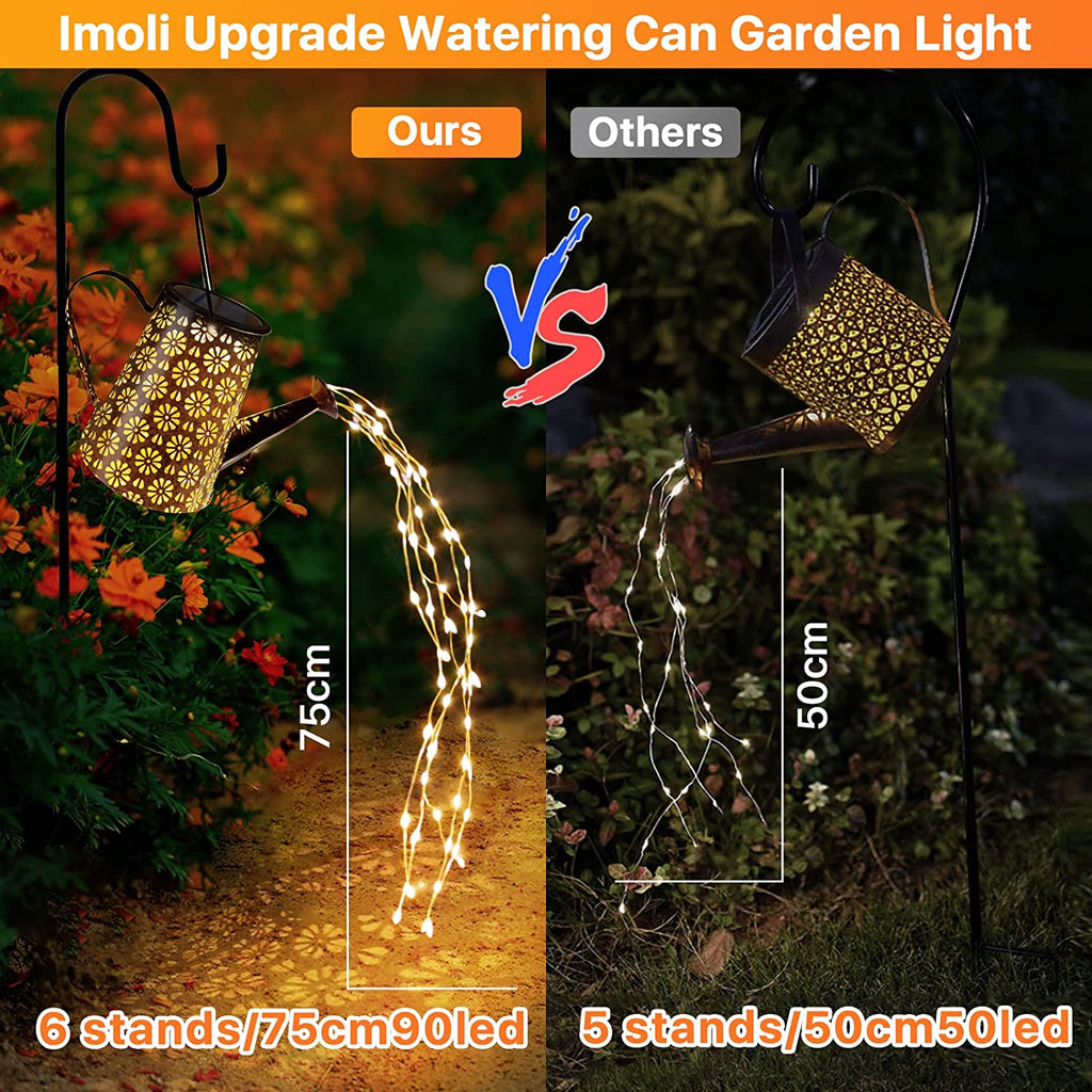 Solar Gießkanne mit Lichterkette Gartendeko - Gießkannenlicht Lichter für Hofweg Baum Rasen Yard Path, Solar Märchengarten LED, Lichterketten Aussen, Star Shower Garten Leuchten (mit Schäferhaken)