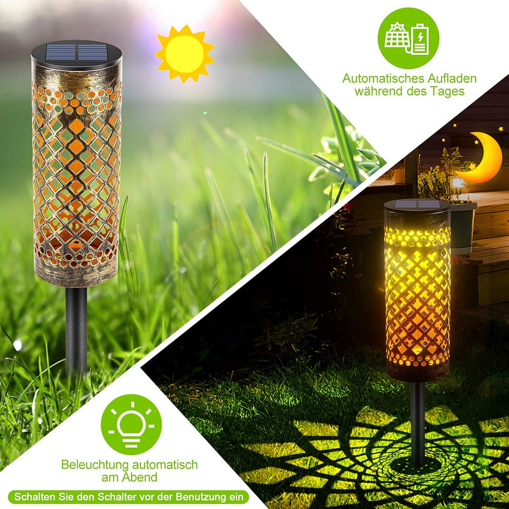 Solarlampen für Außen Gartendeko Solar Laternen für Draußen Warmweiß,IP65 Wasserdicht LED Gartenlampen Metall Solar Lampe für die Garten dekoration für Terrasse Rasen Garten Hofwege