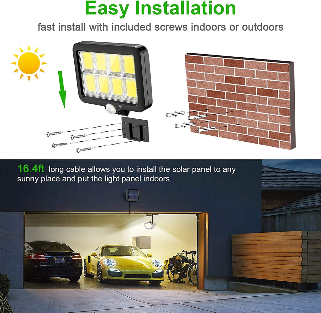 Solarlampen für Außen, 160 COB LED Superhell Solar Aussenleuchte mit Bewegungsmelder, 3 Modi Solar Bewegungsmelder Aussen mit 5M Kabel, IP65 Wasserdichte Solarleuchten für Garten (1 Stück) [Energieklasse A+++]