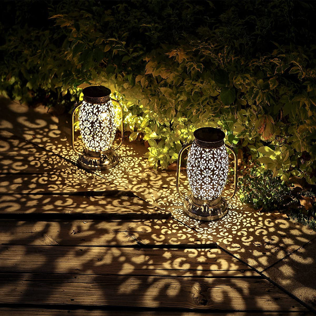 Solar-Laternen für den Außenbereich, zum Aufhängen, wasserdicht, für Garten, Terrasse und Weg, Rasendekoration (Silber)