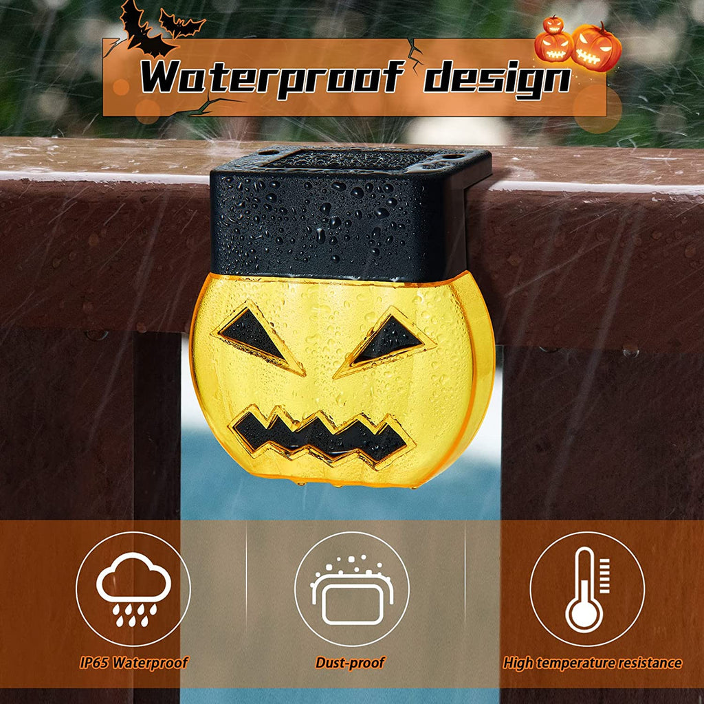 2/3/4/5 pcs Halloween Solar Deckleuchten Kürbis Wegeleuchten Wasserdichte Stufen Terrassenlichter Zaunleuchten Wegbeleuchtung für Outdoor Garten Zäune Treppen Balkongeländer Terrassen Dekorationen