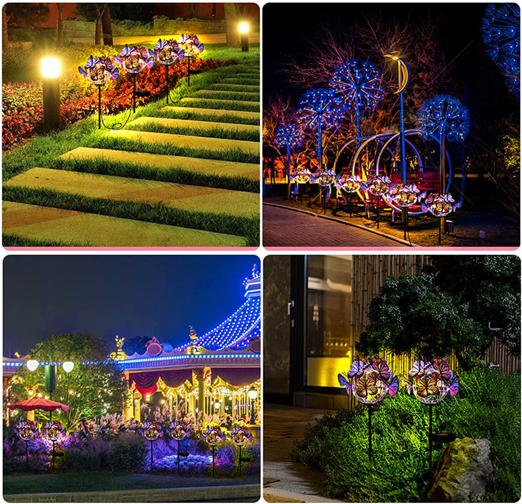 Solarlampen für Außen Stehend 2 Stück Schmetterling Solarleuchten Garten Bunt Wasserdicht Lamp, Farbwechsel Schmetterling Solar Gartenleuchten für Patio Rasen Terrassen Balkon Deko