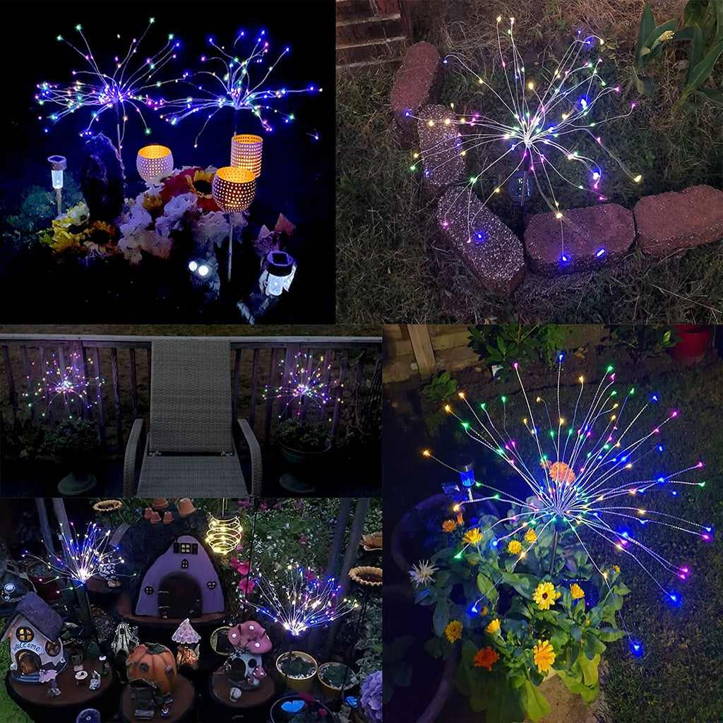 Solarlampen für Außen Garten,2/4 Pack 120 Led Feuerwerk Licht,Garten Solarleuchten Wetterfest mit Stetiger und blinkender Modus,Solarleuchten für Außen,Terrasse, Bürgersteig,Gartendeko