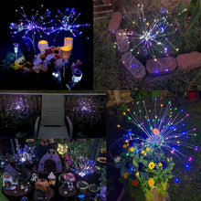 Laden Sie das Bild in den Galerie-Viewer, Solarlampen für Außen Garten,2/4 Pack 120 Led Feuerwerk Licht,Garten Solarleuchten Wetterfest mit Stetiger und blinkender Modus,Solarleuchten für Außen,Terrasse, Bürgersteig,Gartendeko