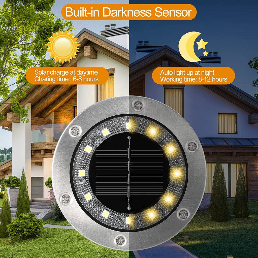 2/3/4/5 pcs Solar Bodenleuchte Warmweiß, 12 LEDs Solarleuchten für Außen, Led Solar Gartenleuchten, IP65 Wasserdicht Bodenleuchte Solarleuchten Garten, Außenleuchte für Auffahrt/Rasen/Gehweg/Patio