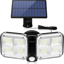 Laden Sie das Bild in den Galerie-Viewer, Solarlampen für Außen mit Bewegungsmelder, 120 LED Strahler Außen 270° Superhelle Solarleuchten für Außen LED IP65 Wasserdichte 3 Modi Solar Wandleuchte mit 5M/16.5ft Kabel[Energieklasse A+++]