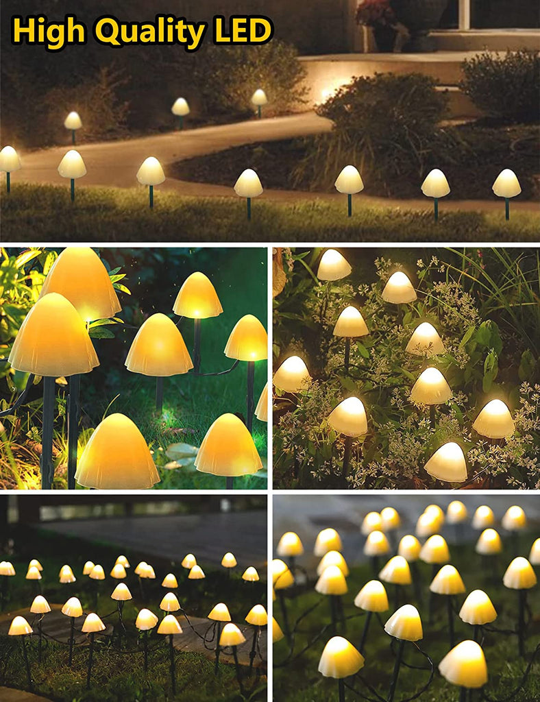 Solar Garten Pilzlampe Außen,20/30 LEDS 5/6 Meter Solar Lichterkette Pilze Aussen, 8 Modi Wasserdichte Solar Gartenleuchten Dekoration für Hof Bürgersteig Weg Hochzeit Party Weihnachtsbaum Geburtstag